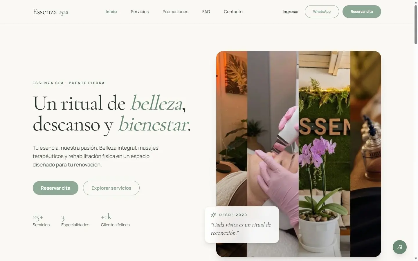 Web de Essenza Spa