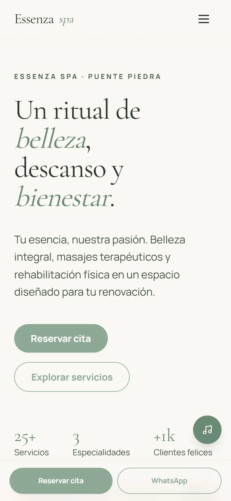 Essenza Spa en móvil