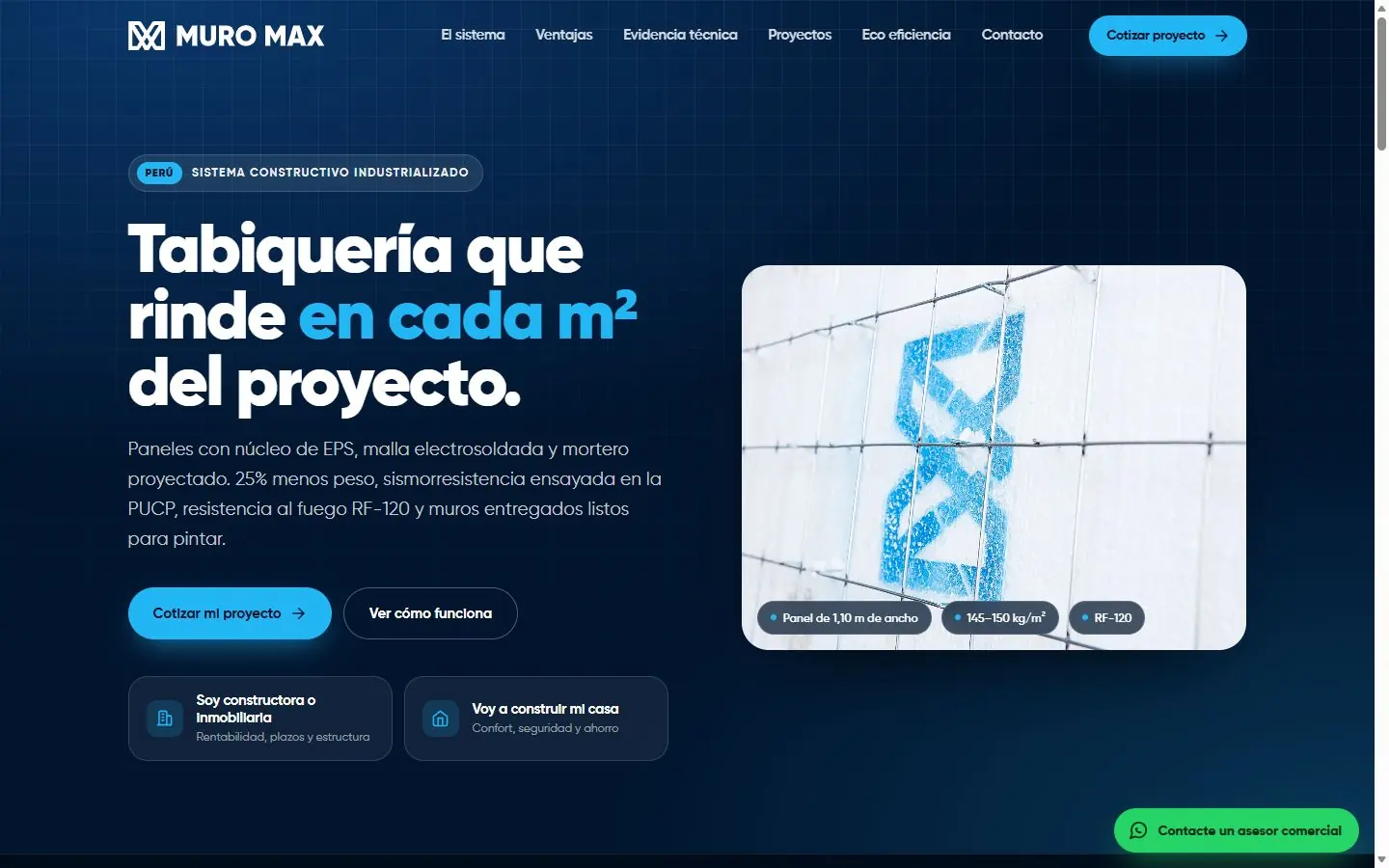 Web de Muro Max, sistema constructivo