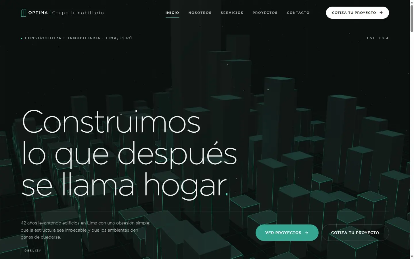 Web de Óptima Grupo Inmobiliario